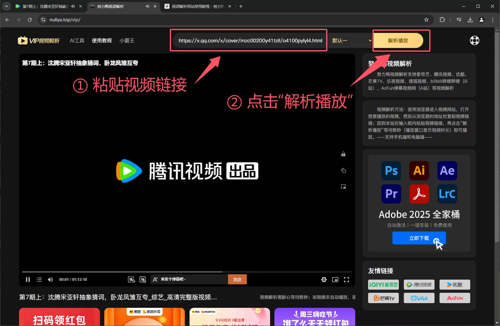 如何使用视频解析工具播放视频？？？