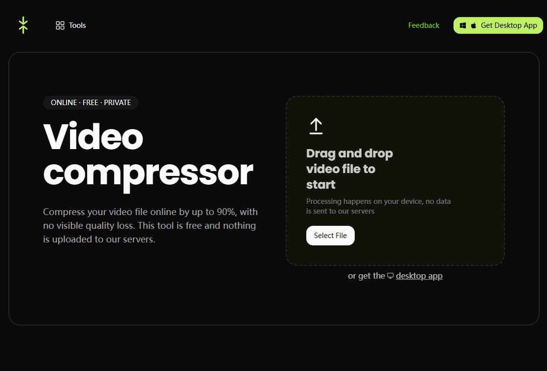 Video Compressor - 完全免费在线视频压缩工具，最高无损压缩 90%